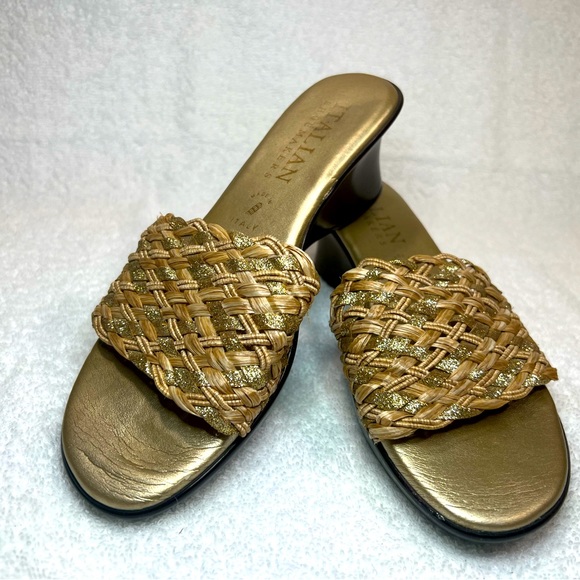 Italian Shoemakers Shoes - , ITALIAN Shoemakers, Gold 2 inch sandal made in Italy